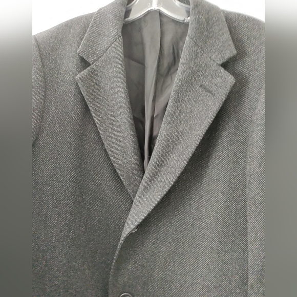 Macy's Jacobson’s Long Overcoat Men's Large Black Wool coat Winter Jacket EUC - Picture 5 of 13